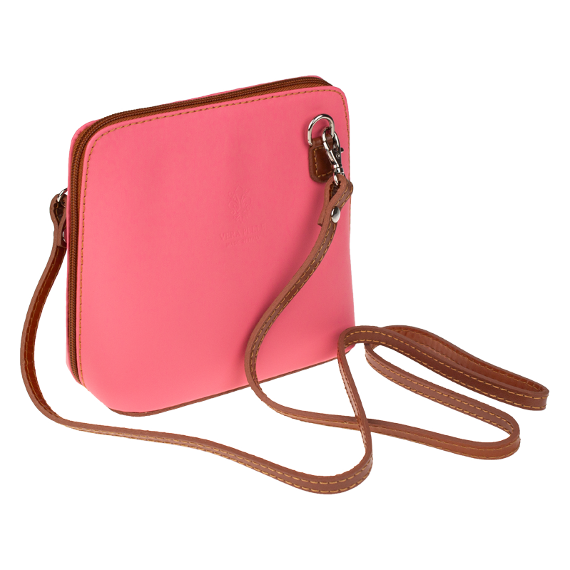 Ružová kožená talianska crossbody kabelka Grana Salmone Camel 66022714