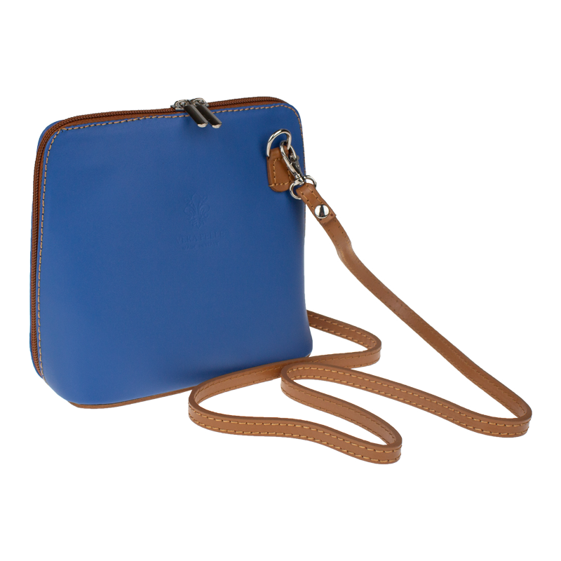 Modrá kožená talianska crossbody kabelka Grana Indigo Camel 66022716