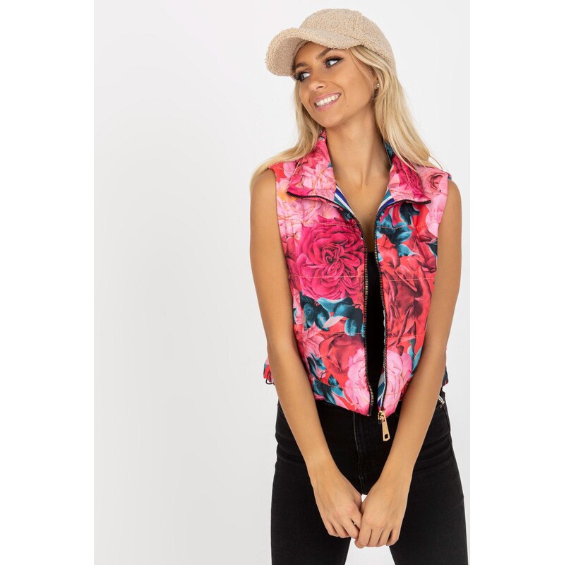 MladaModa Prešívaná páperová vesta s potlačou kvetín model 44598 66023905