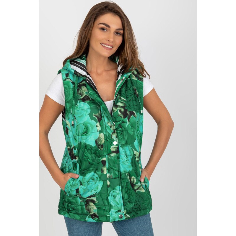 MladaModa Prešívaná páperová vesta s potlačou kvetín model 44171 66023906