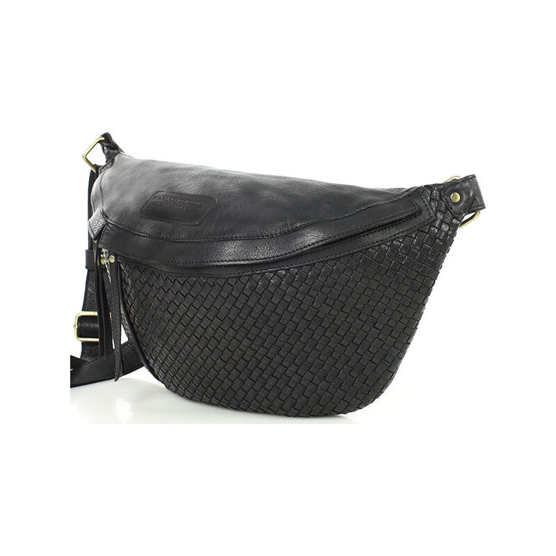 MARCO MAZZINI Čierna kožená crossbody taška/ľadvinka (VS6f) 55117756