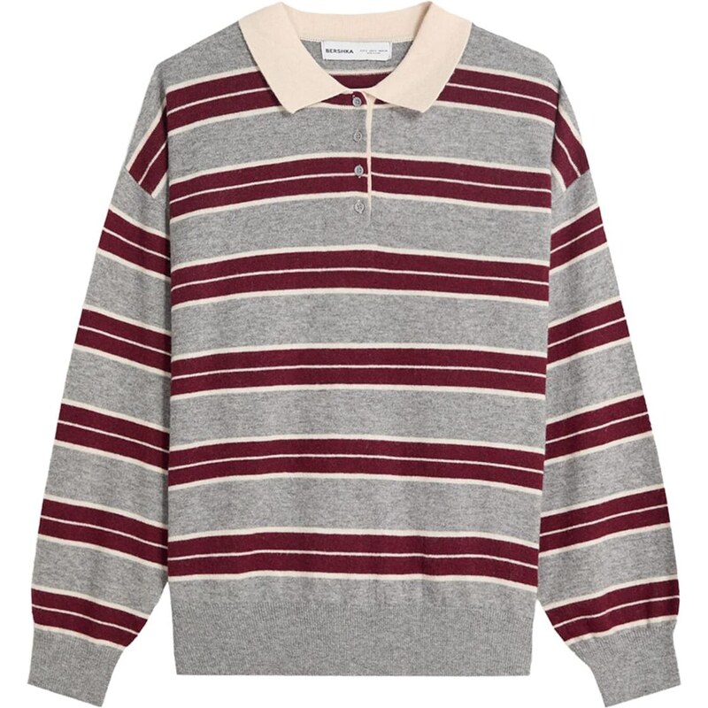 Bershka Sveter nebielená / svetlosivá / grenadínová 66026647