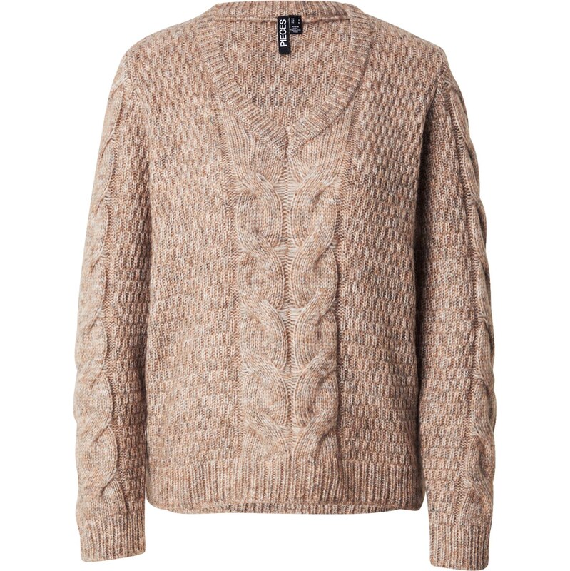 PIECES Sveter PCNINA hnedá melírovaná 66038892