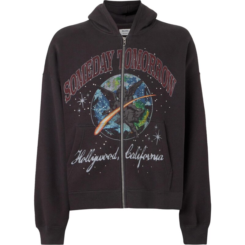 HOLLISTER Tepláková bunda zafírová / sivá / vínovo červená / čierna 66027077