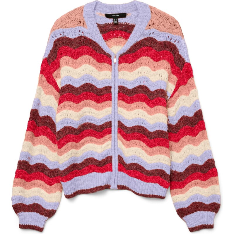 VERO MODA Kardigán VMDOJA svetlomodrá / broskyňová / červená / biela 66027097