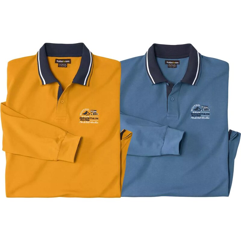 Sada 2 polokošieľ z piké úpletu Mountain Atlas For Men Modrá 66027198