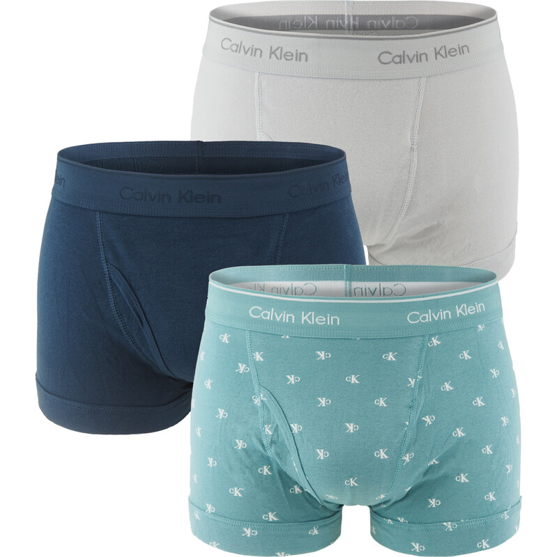 CALVIN KLEIN - boxerky 3PACK 100% pure cotton aqua diamond spectrum 66028910