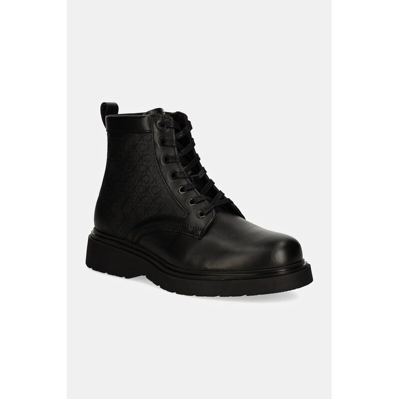 Kožené členkové topánky Calvin Klein LACE UP BOOT W/ ZIP MONO 57670814