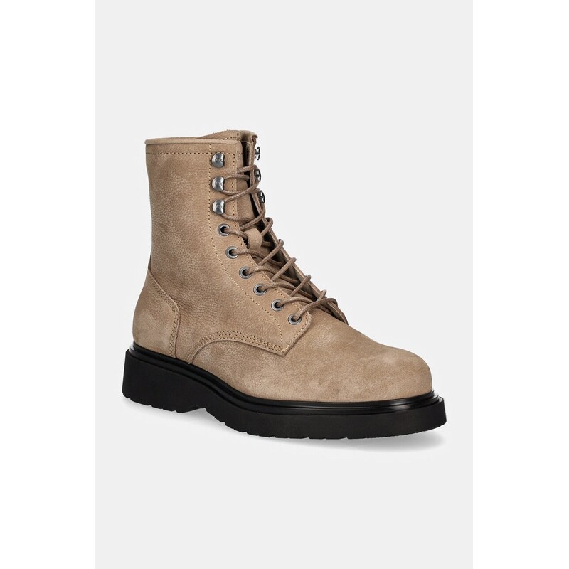 Semišové topánky Calvin Klein LACE UP BOOT W/ ZIP SUEDE 57671760