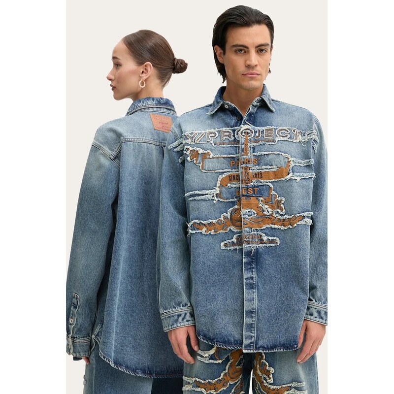 Rifľová košeľa Y/Project EVERGREEN PARIS BEST PATCH DENIM SHIRT 58160589