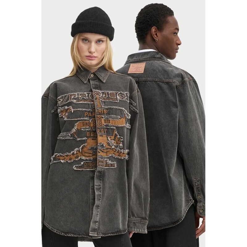 Rifľová košeľa Y/Project EVERGREEN PARIS BEST PATCH DENIM SHIRT 58986700