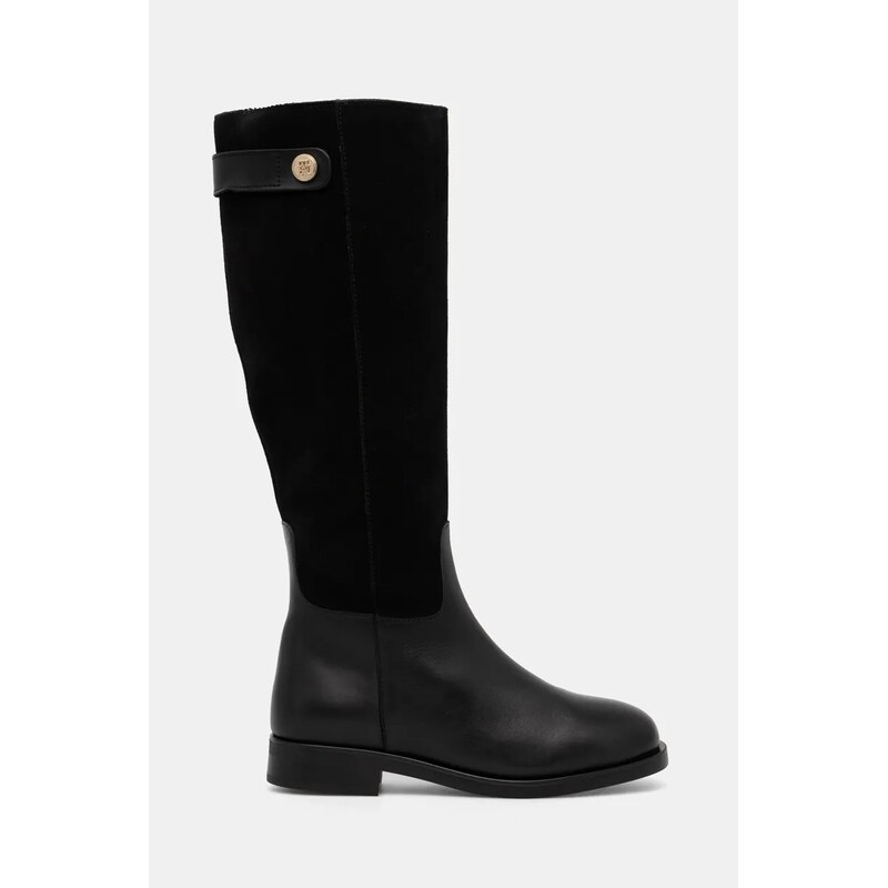 Kožené čižmy Tommy Hilfiger TH STUD LEATHER MIX LONG BOOT 58367817
