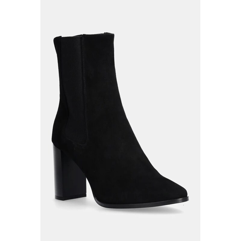 Nubukové chelsea čižmy Calvin Klein HEEL CHELSEA BOOT 85 SUE 58416776
