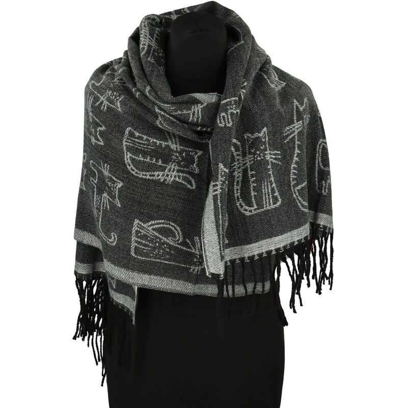 Firenze Trendy dámsky šál Sandy Cat, čierna 66694531