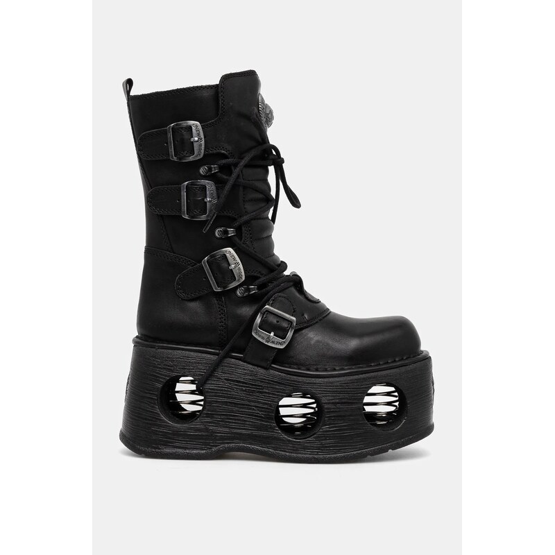 Kožená obuv New Rock ITALI Y NOMADA NEGRO + SPACE MUELLES 60689277