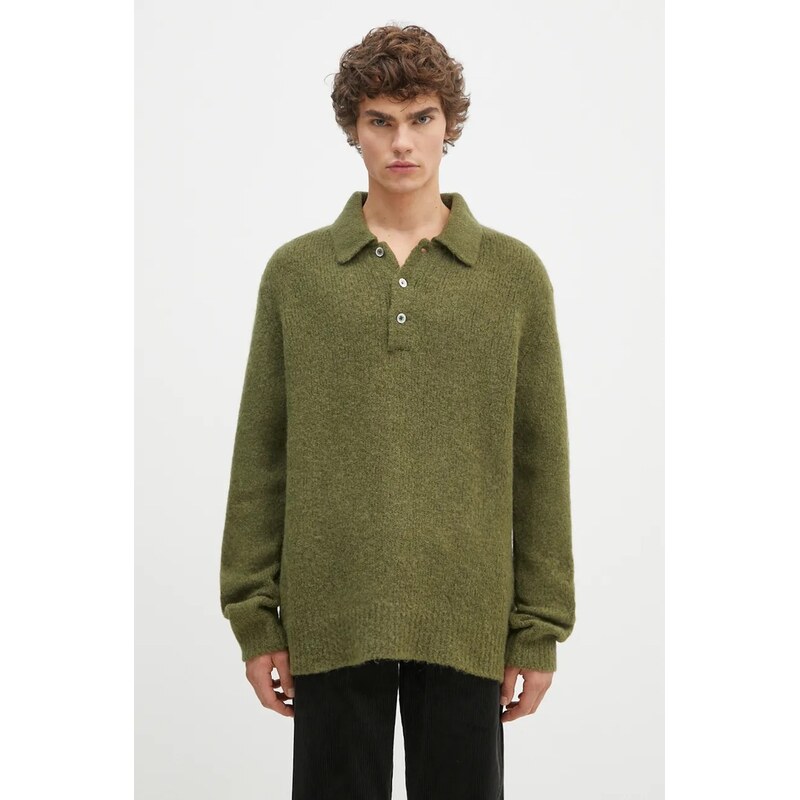 Vlnený sveter Norse Projects Rasmus Relaxed Brushed Polo 61025718