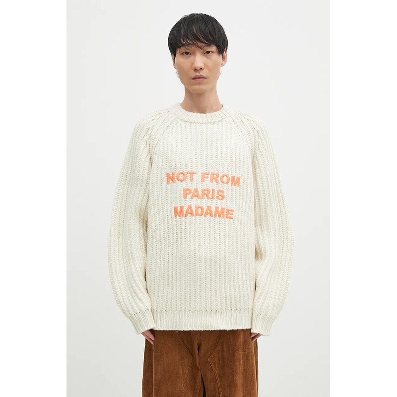 Vlnený sveter Drôle de Monsieur La Maille TressEe Slogan 61365318