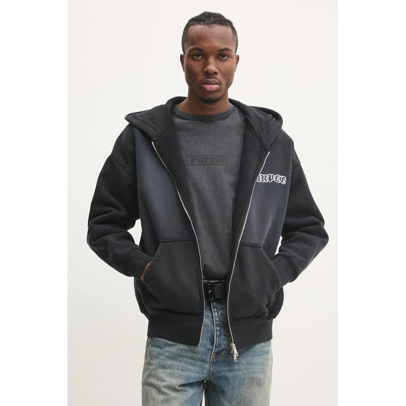 Bavlnená mikina PURPLE BRAND HWT FLEECE ZIP FRONT HOODY 61611848