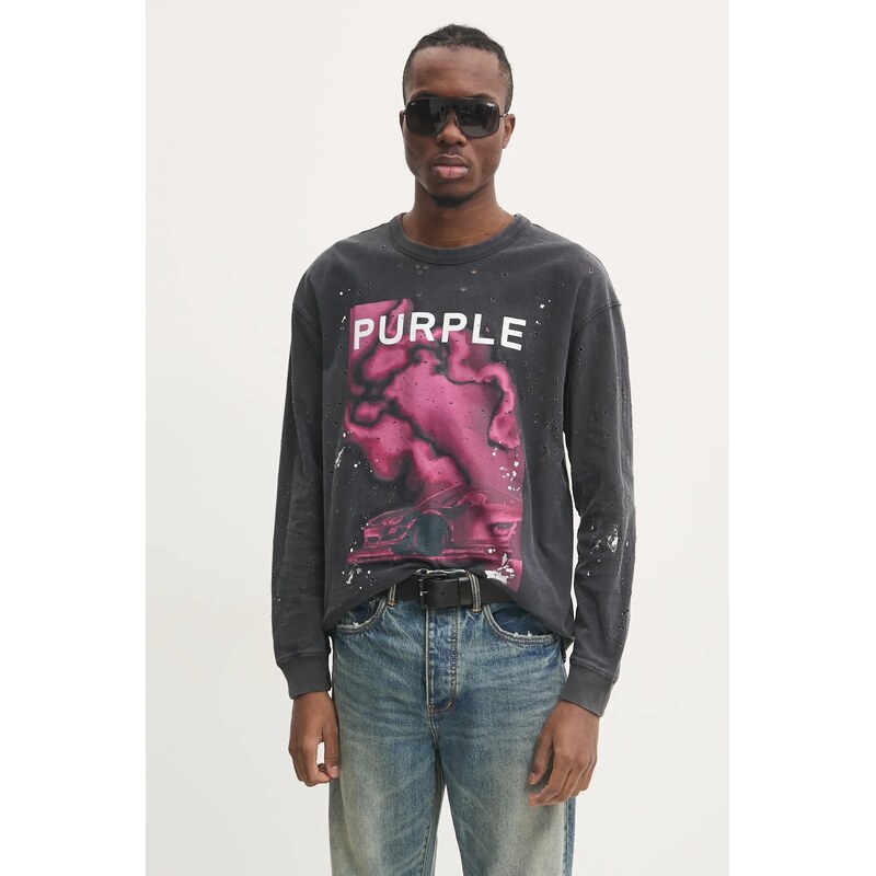 Bavlnené tričko s dlhým rukávom PURPLE BRAND TEXTURED JERSEY LS TEE 61611820