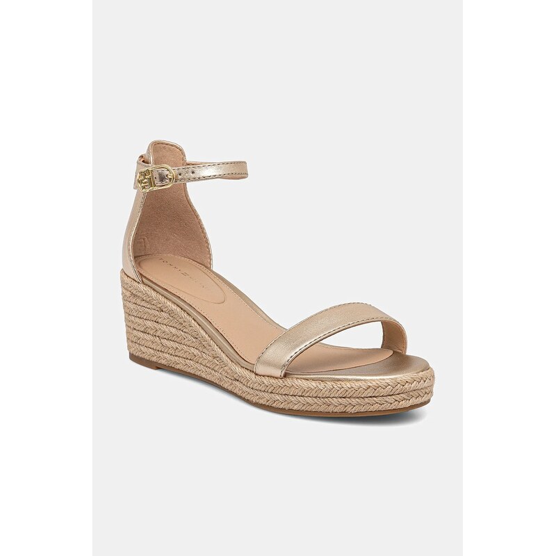 Kožené sandále Tommy Hilfiger TH METALLIC MID WEDGE ESPADRILLE 62870896