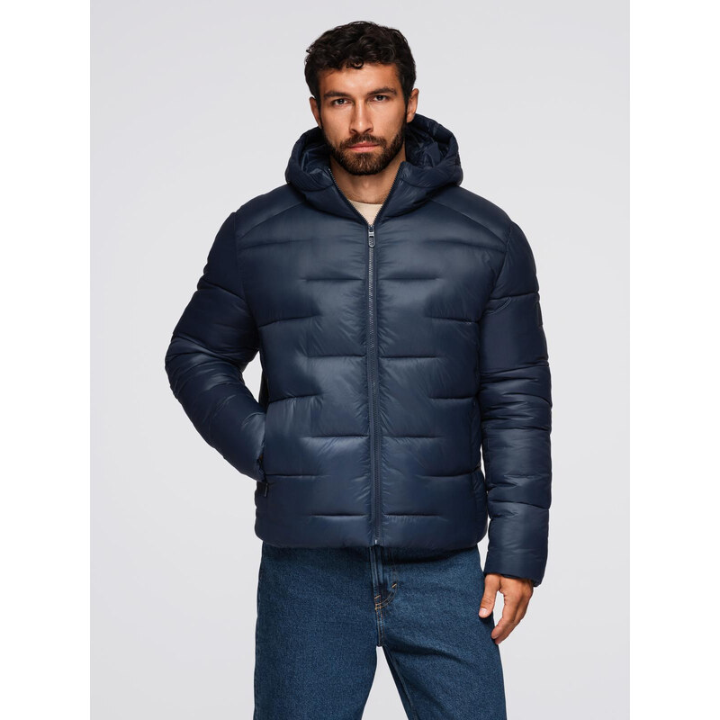 Ombre Mens quilted puffer jacket with hood - navy blue 66049770
