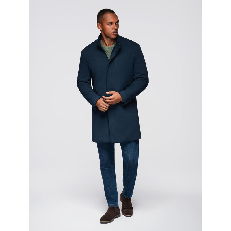 Ombre Mens tailored structured coat with high collar - navy blue 66049768