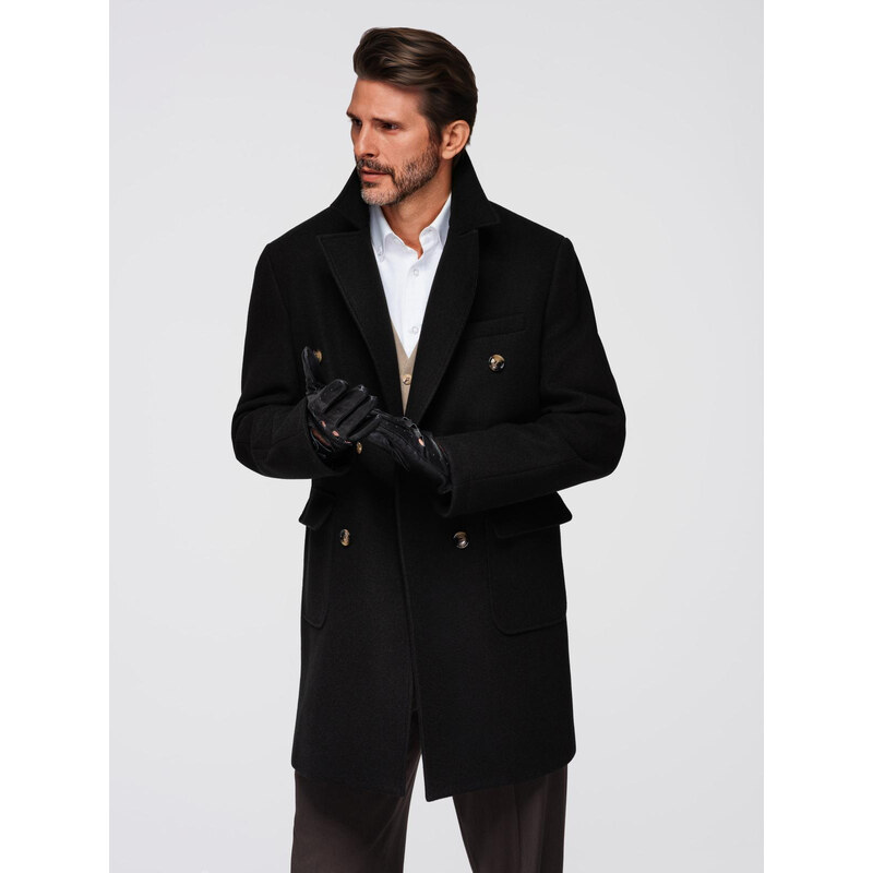 Ombre Mens double-breasted coat with decorative buttons - black 66185625