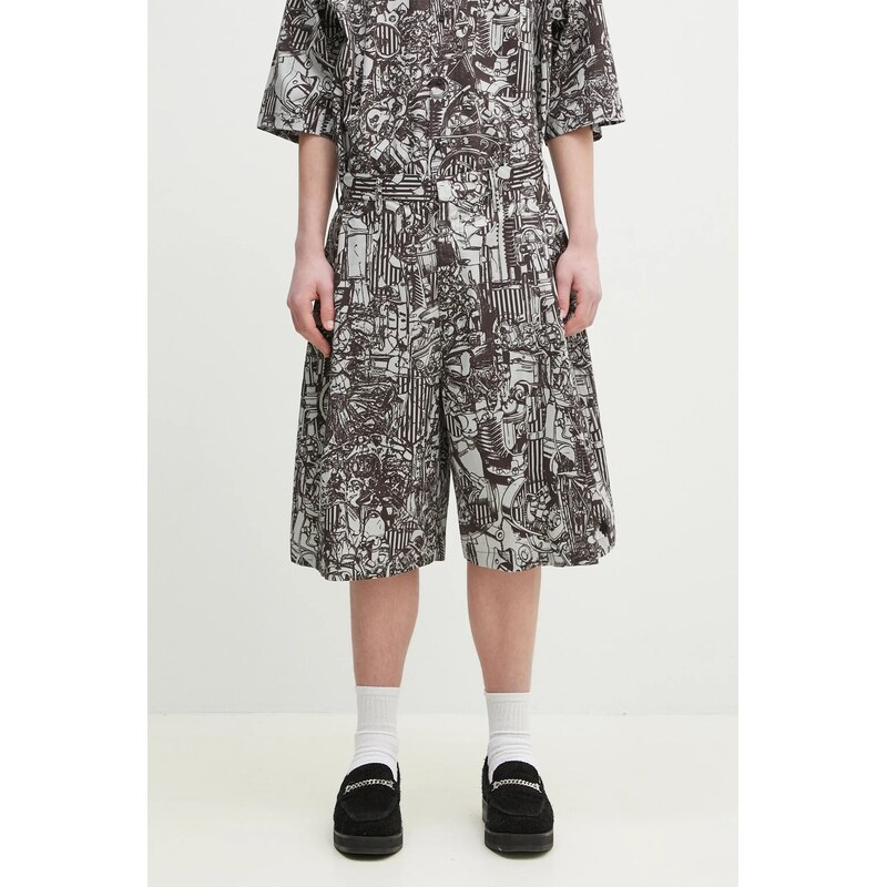 Bavlnené šortky Marcelo Burlon Aop Mech Pajama Shorts Dark Grey Medium 63658867