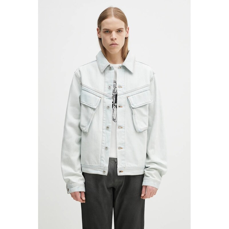 Rifľová bunda Marcelo Burlon Bleach Denim Cargo Jacket Light Blue No 63658916