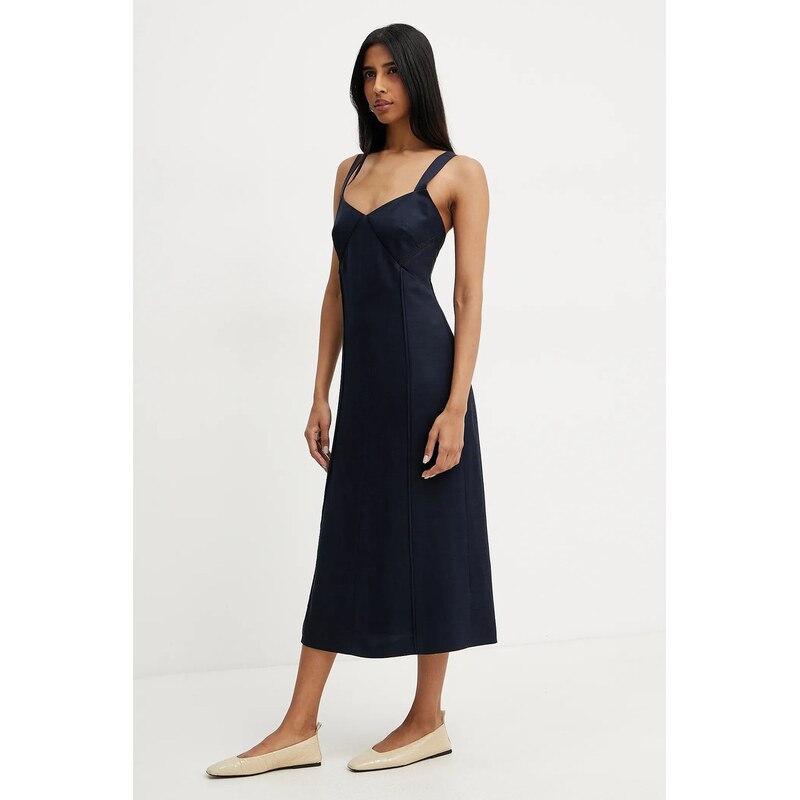 Šaty s prímesou ľanu BOSS 63136306