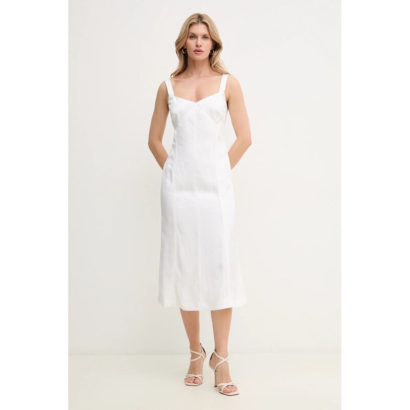 Šaty s prímesou ľanu BOSS 63136307