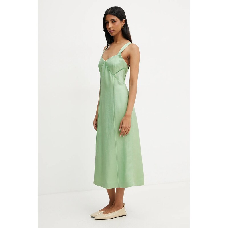 Šaty s prímesou ľanu BOSS 63155688