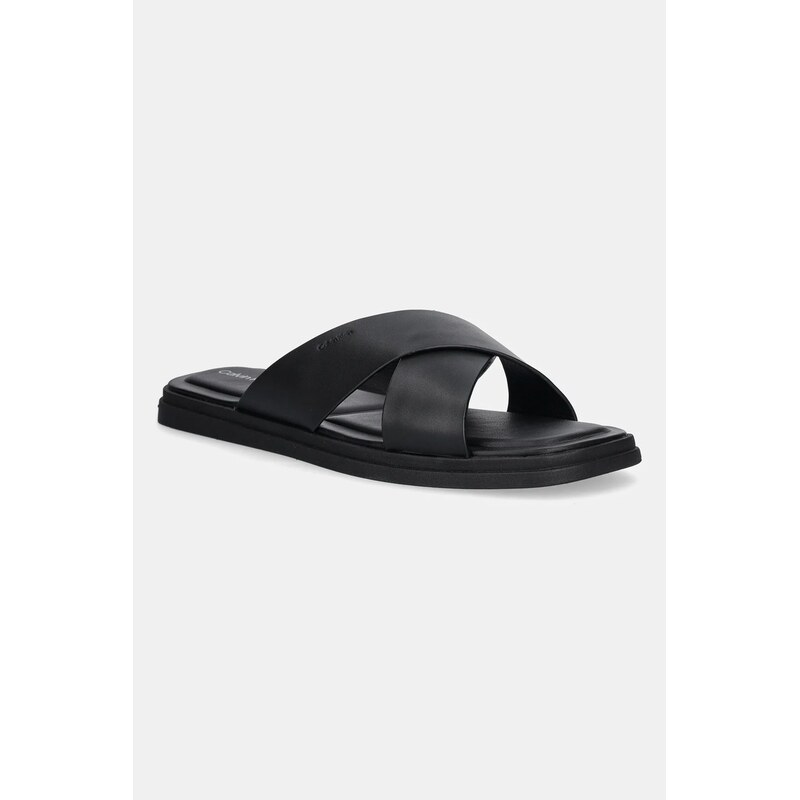 Kožené šľapky Calvin Klein CRISS CROSS SANDAL 63455259