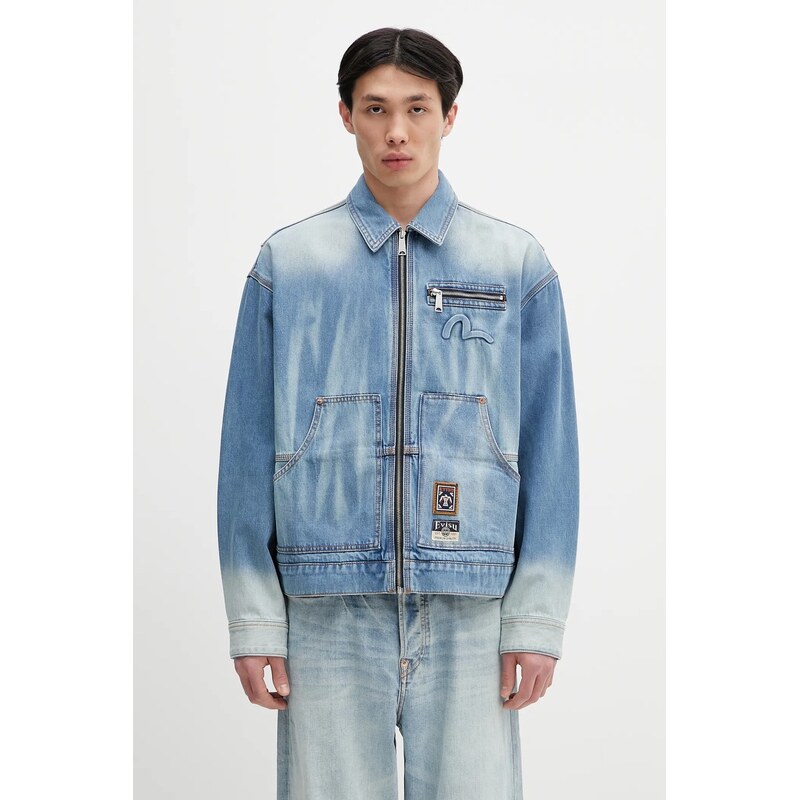Rifľová bunda Evisu Worker Denim w Emboss Kamon 63659020