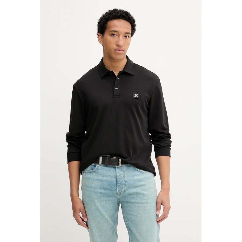 Bavlnené tričko s dlhým rukávom HUGO Dargenpolo 63837245