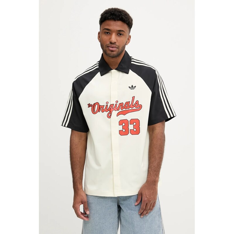 Košeľa adidas Originals Winter Shooter béžová farba, voľný strih, JM0514