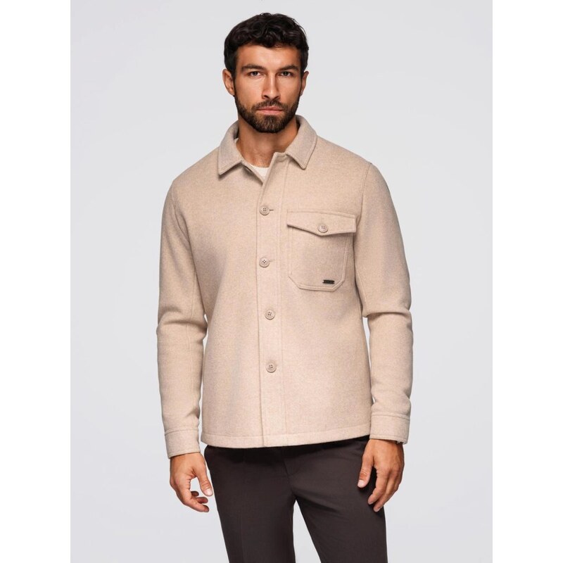 Ombre Clothing Štýlová béžová bunda s viskózou V1-JANP-0199 66042428