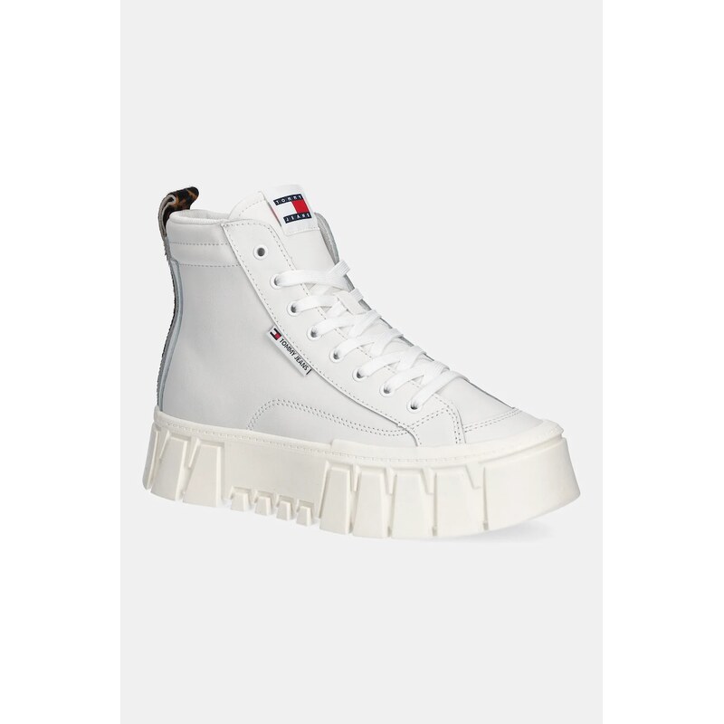 Kožené tenisky Tommy Jeans TJW VULC FLATFORM LEOPARD 65802800
