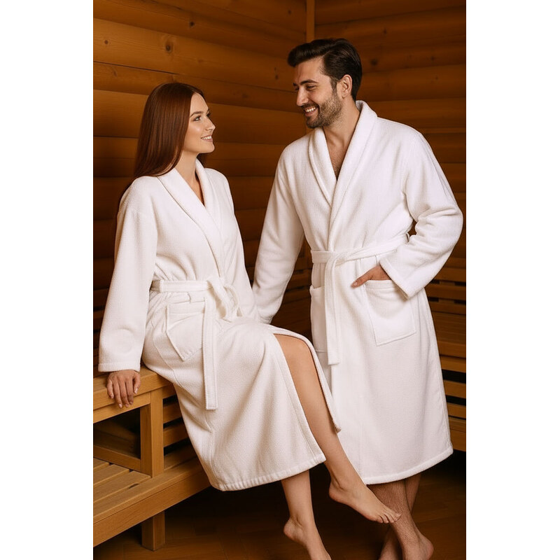 Glara Biely froté župan vyrobený zo 100 % bavlny 66855127