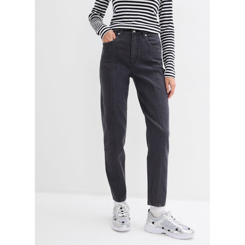 bonprix Mom-džínsy, High Waist, strečové, farba šedá 65806565