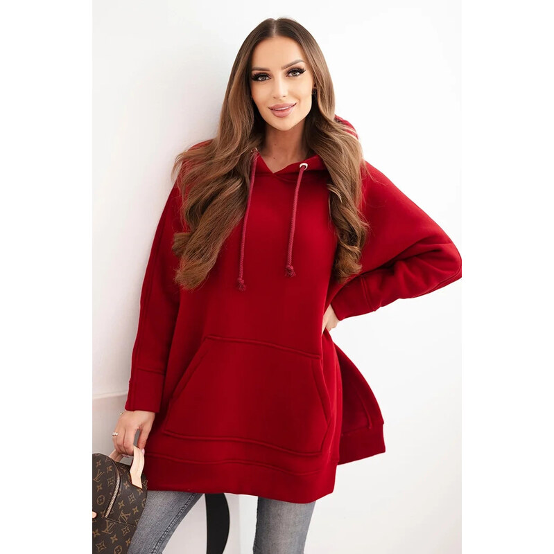 K-Fashion Bunda s rozparky na bokoch bordová 66087225