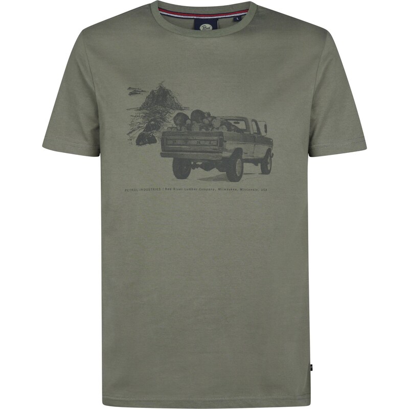 Petrol Industries Tričko sivá / zelená 66037494