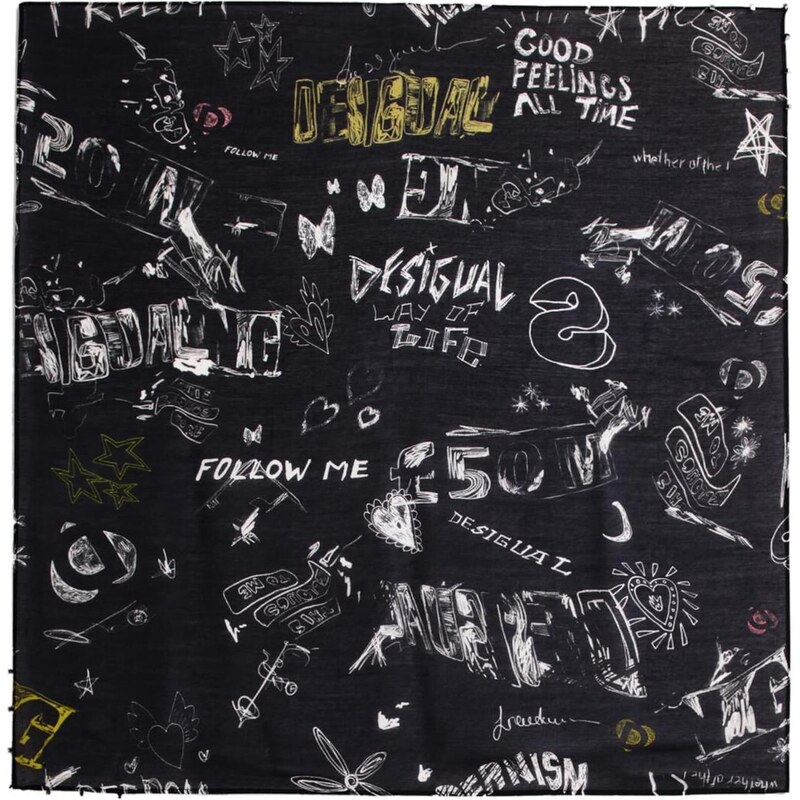 Desigual Šatka žltá / červená / čierna / biela 66038416