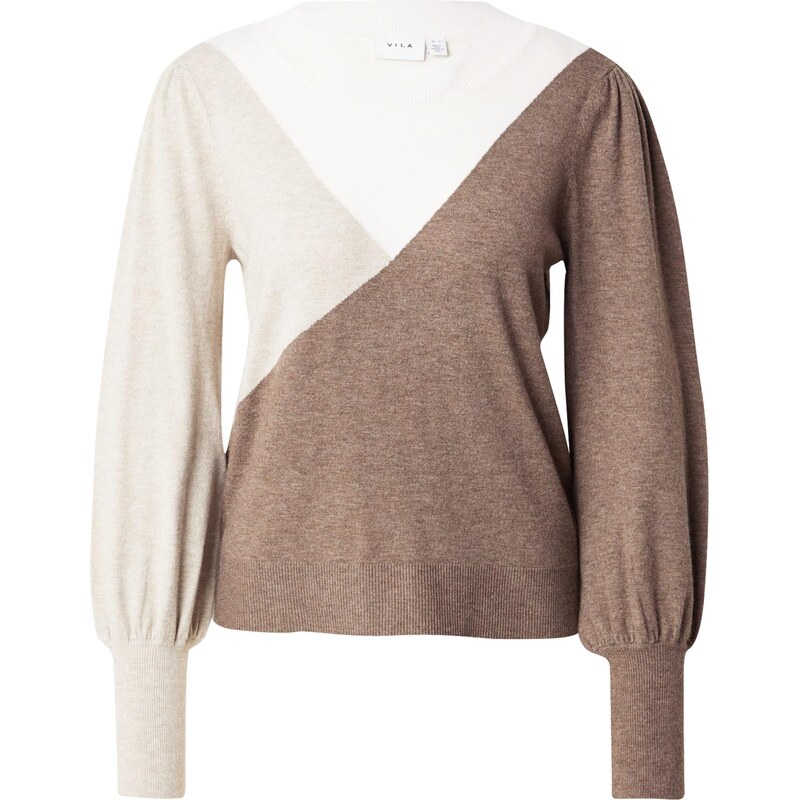 VILA Sveter VIKerry béžová melírovaná / hnedá melírovaná / perlovo 66038837