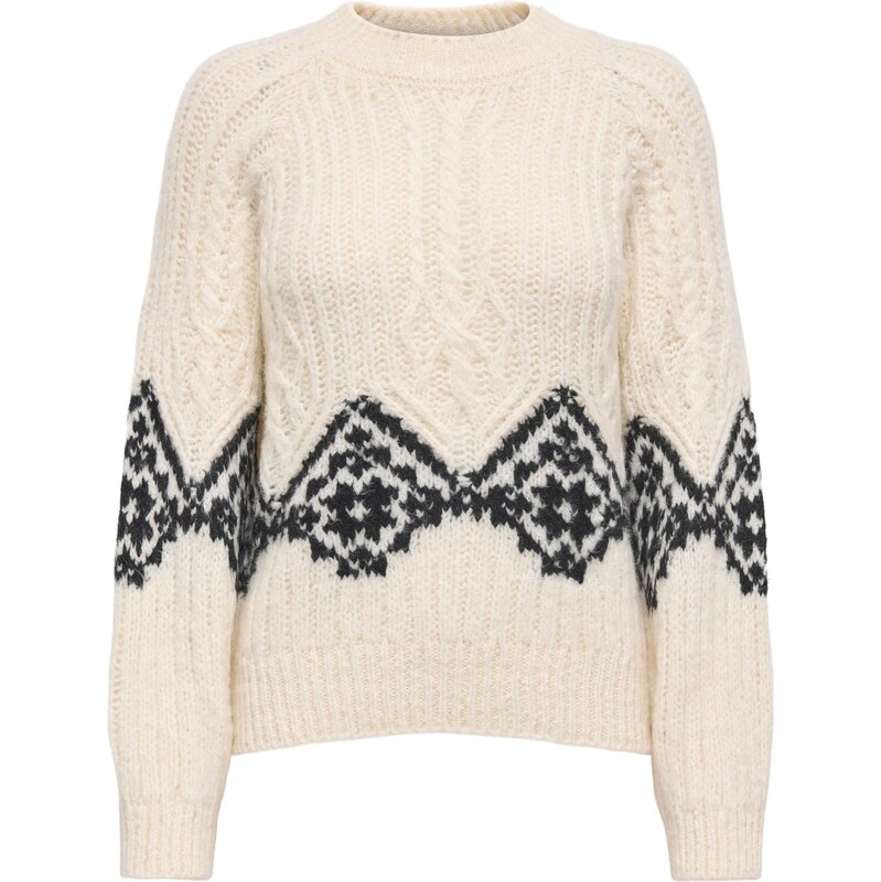 JDY Sveter JDYNaomi krémová / čierna 66038858