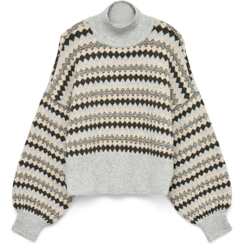 VERO MODA Sveter VMGAIVA piesková / svetlosivá / čierna 66039320