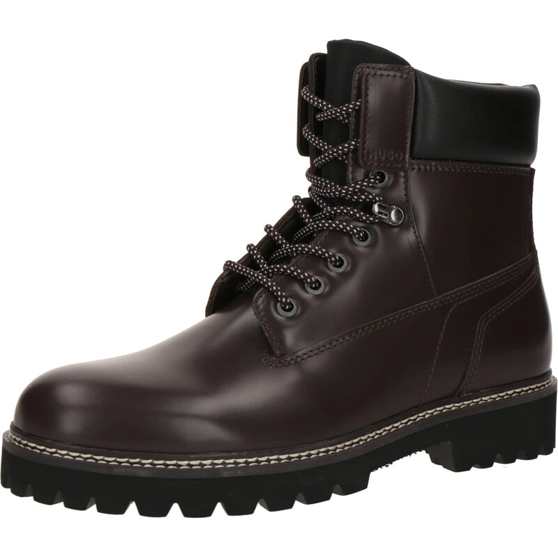 HUGO Šnurovacie čižmy Draven tmavohnedá / čierna 66039315