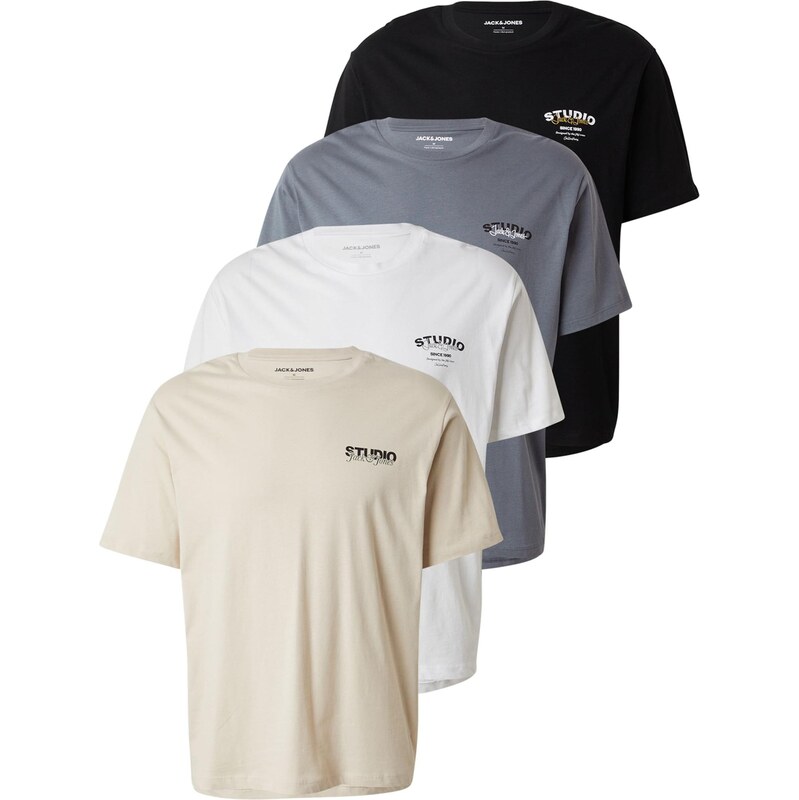 JACK & JONES Tričko JJYUKI béžová / sivá / čierna / biela 66039399