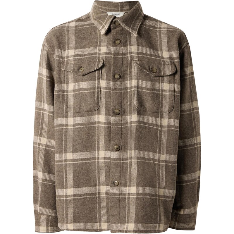 SELECTED Košeľa SLHPABLO hnedá melírovaná / biela 66039460