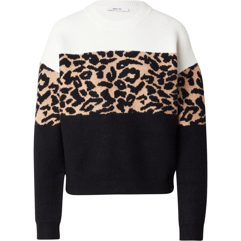 ABOUT YOU Sveter Sydney béžová / čierna / biela 66039919